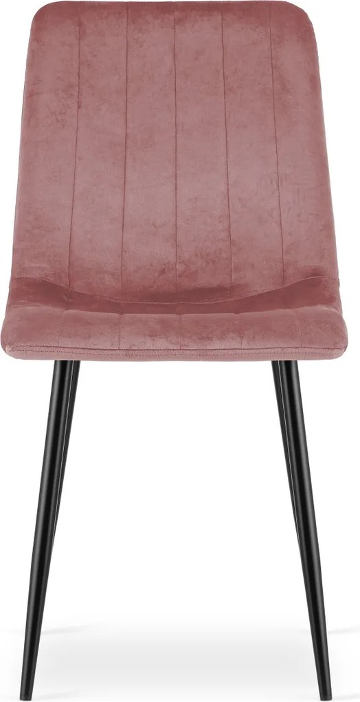 Roz scaun bucatarie LAVA din catifea cu picioare negre