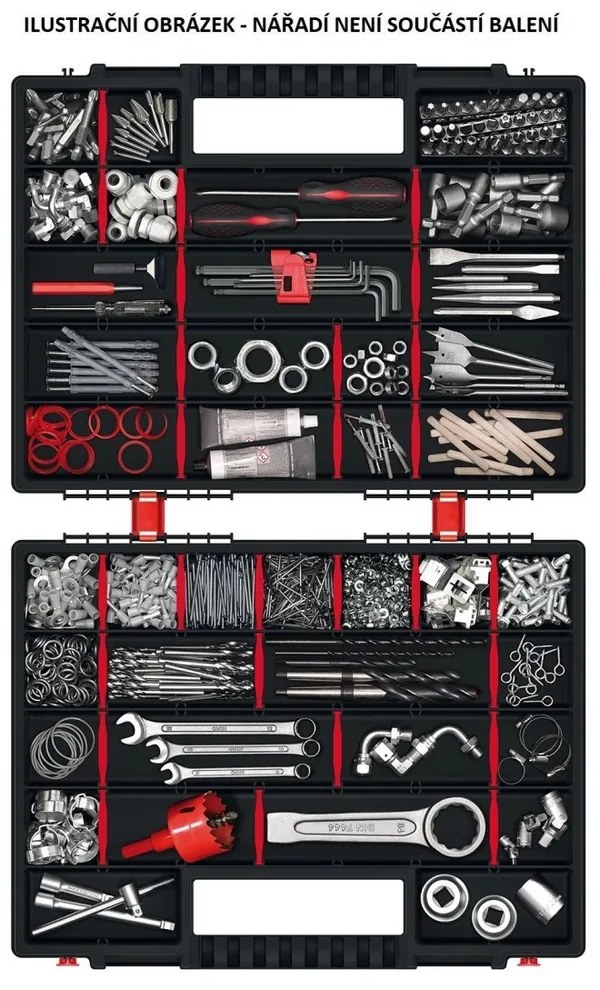 Organizator cu două case 39,9 x 30,3 x 10 cm, separatoare, gri