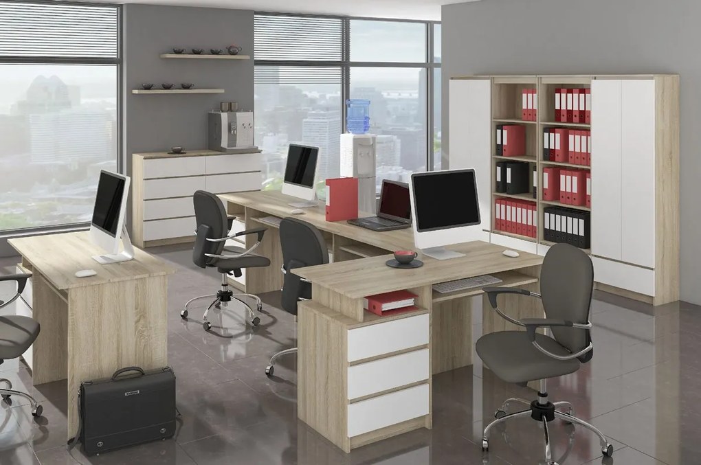 Masă PC Bronte (stejar sonoma + Alb). 1068703