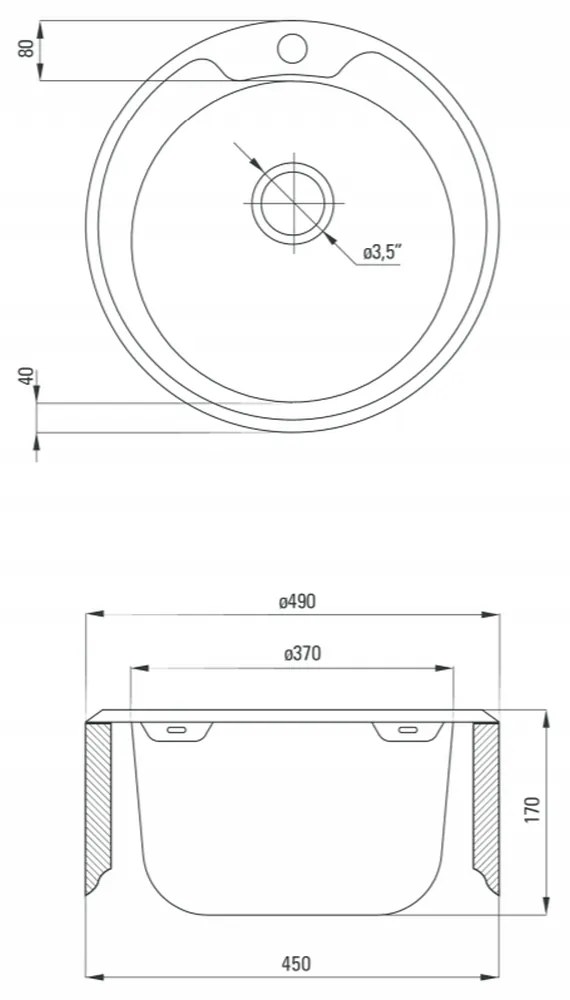 Chiuveta bucatarie inox rotunda cu orificiu pentru baterie crom leinen Deante Twist LEINEN