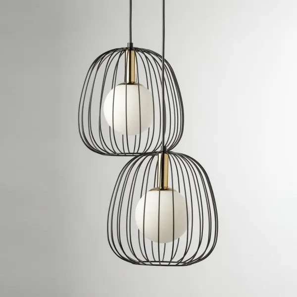 Lustră pe cablu BELL 2xG9/12W/230V negru/auriu