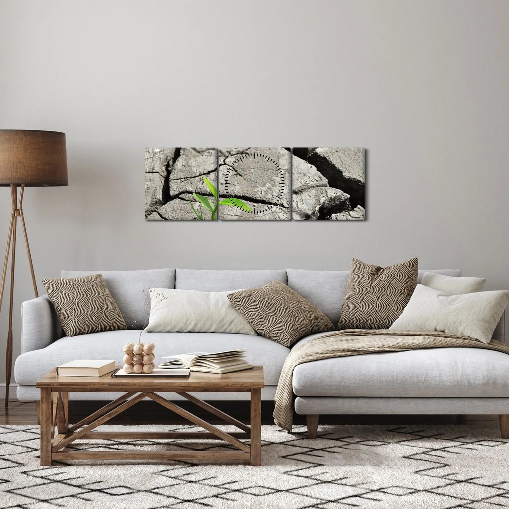 Tablou - Fisuri (cu ceas) (90x30 cm)
