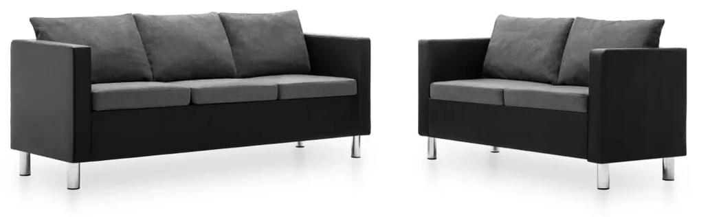 275505 vidaXL Set canapele, 2 piese, piele ecologică, negru și gri deschis