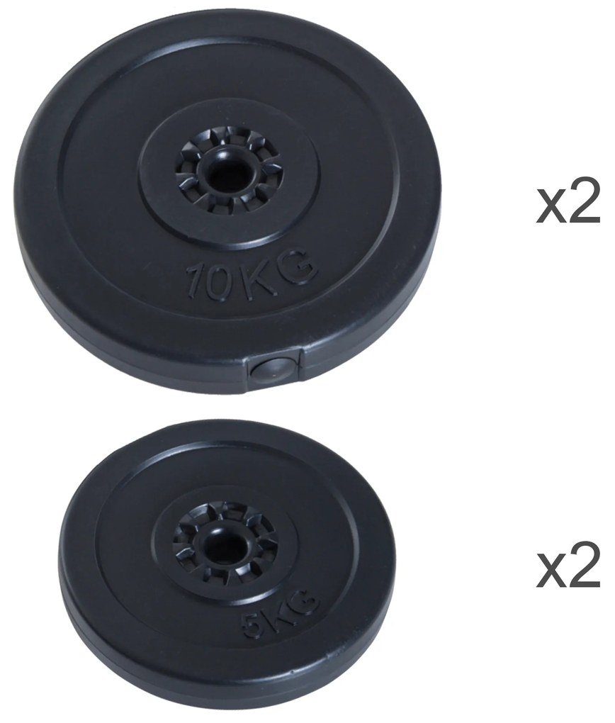 HOMCOM Set Greutăți pentru Haltere 30KG, 4 Discuri - 2x5kg și 2x10kg, Antrenament Fitness | Aosom Romania