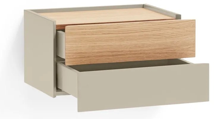 Noptieră bej-natural cu aspect de lemn de stejar Otto – Teulat