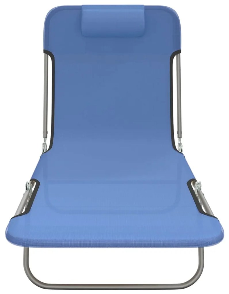 Sezlonguri pliante, 2 buc., albastru, textilena si otel