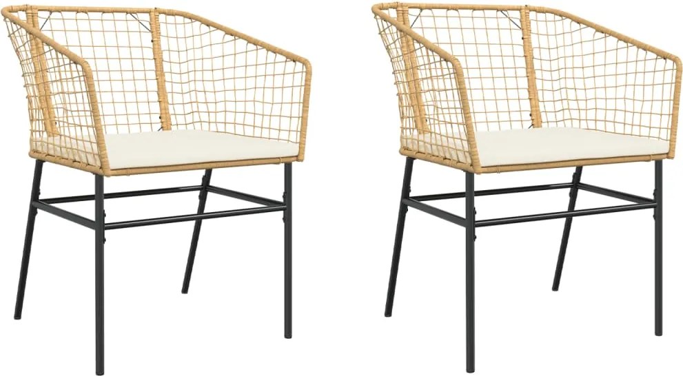 vidaXL Scaune de grădină cu perne, 2 buc., maro, poliratan