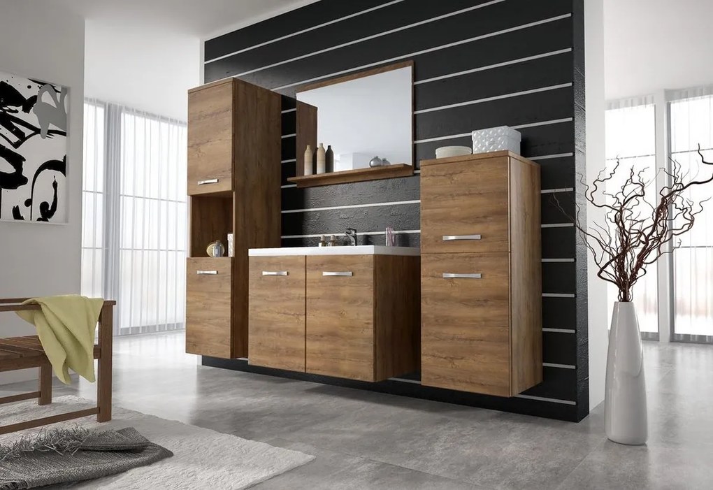 Expedo Set mobilier baie ALOMA cu lavor, stejar Lefkas