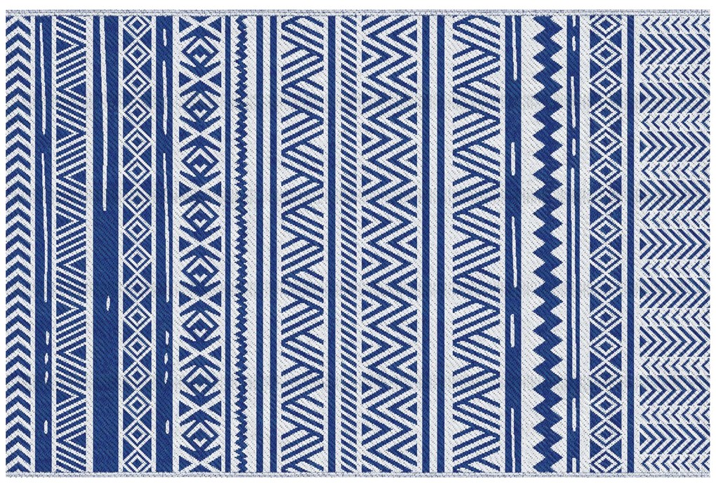 Outsunny Covor pentru Exterior 182x274 cm Reversibil, Covor Pliabil din Polipropilen 310 g/m² Albastru si Alb | Aosom Romania