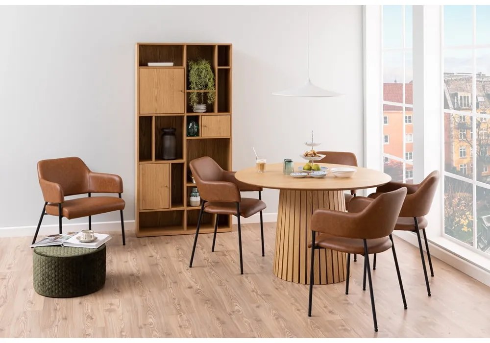 Bibliotecă în culoare naturală cu aspect de lemn de stejar 90x180 cm Rangoon – Actona