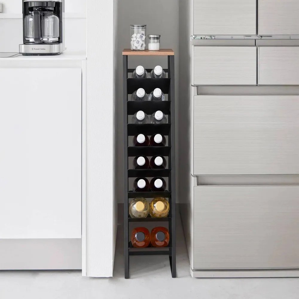 Raft pentru sticle de vin negru din metal număr de sticle 16 20x88,5x19 cm Tower – YAMAZAKI