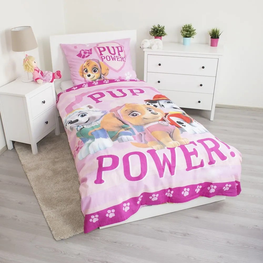 Lenjerie de pat pentru copii din bumbac pentru pat de o persoană 140x200 cm Paw Patrol – Jerry Fabrics