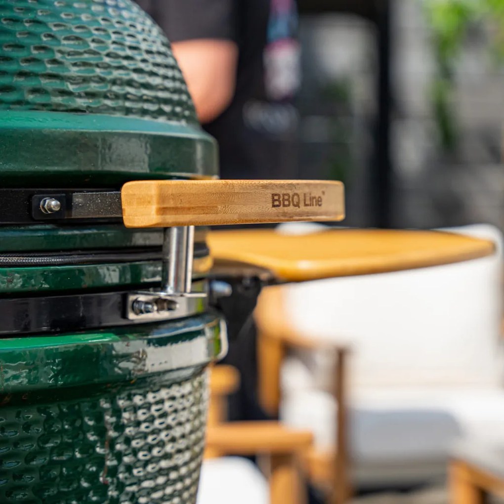 Grătar ceramic pentru cărbuni cu rafturi laterale, grilă de 52 cm