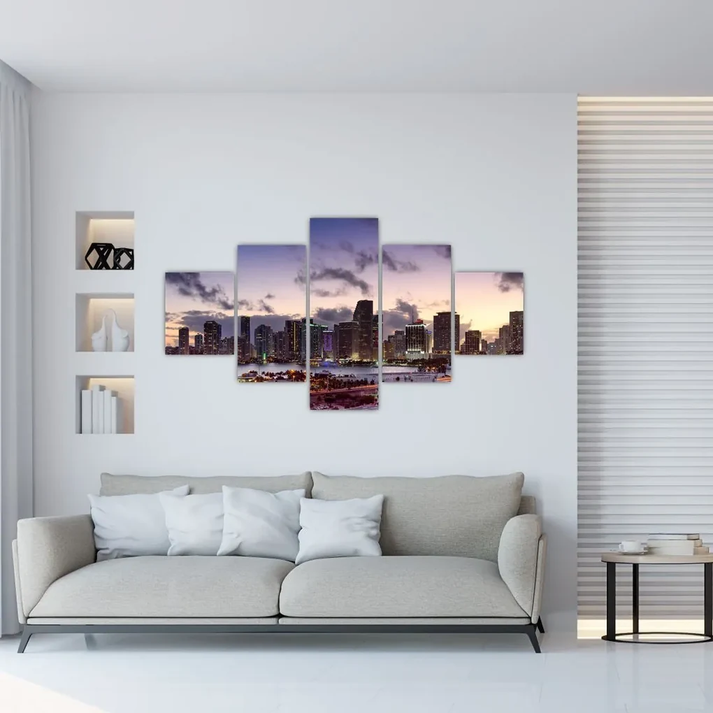 Tablou cu - metropolă cu zgârăie nori (125x70 cm), în 40 de alte dimensiuni noi