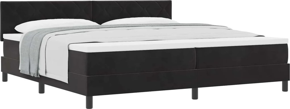 vidaXL Pat cu arcuri cu saltea cu headboard Negru 200 x 200 cm Catifea