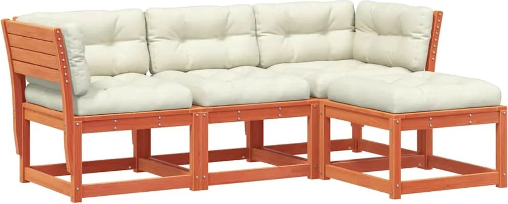 vidaXL Set mobilier de grădină cu perne, 4 piese, lemn masiv de pin