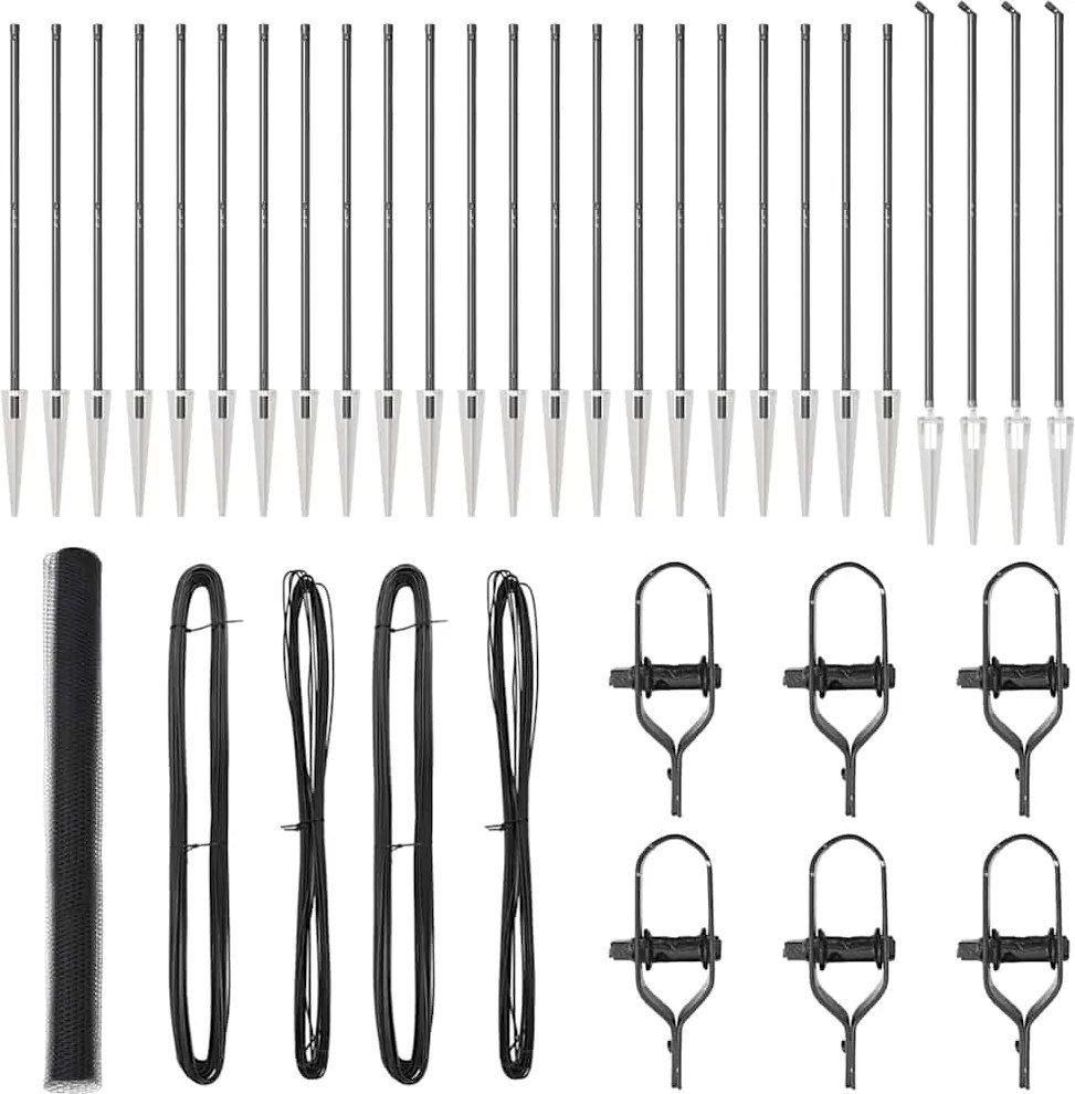 vidaXL Stâlp de gard. Gri 50 x 1,6 m (plasă de 13 mm) Oțel și PVC