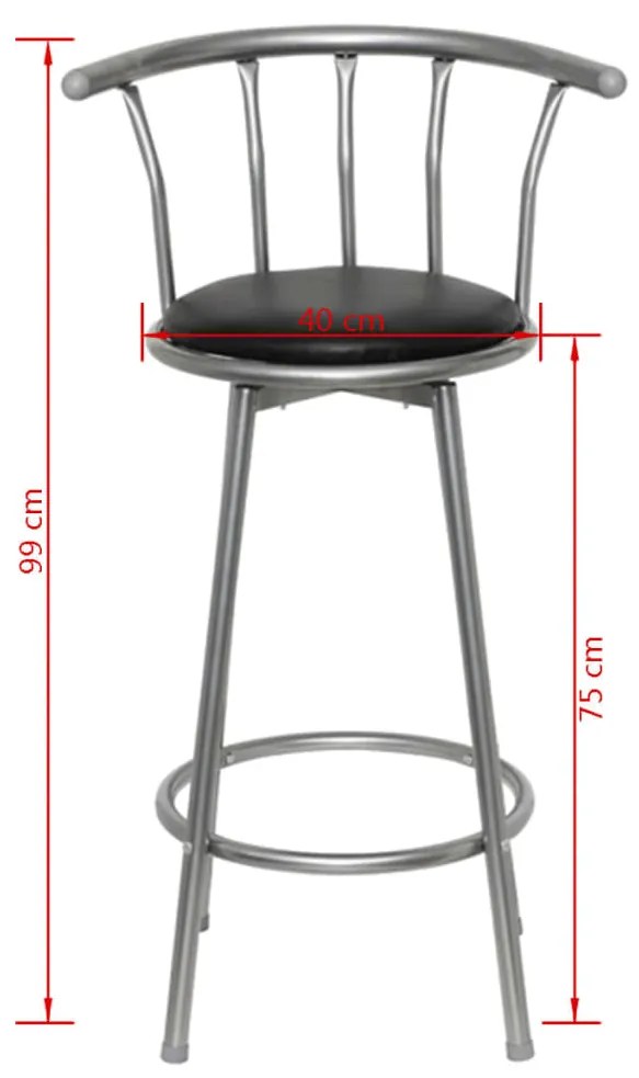 Scaune de bar, 2 buc., negru, piele ecologica 2, Negru