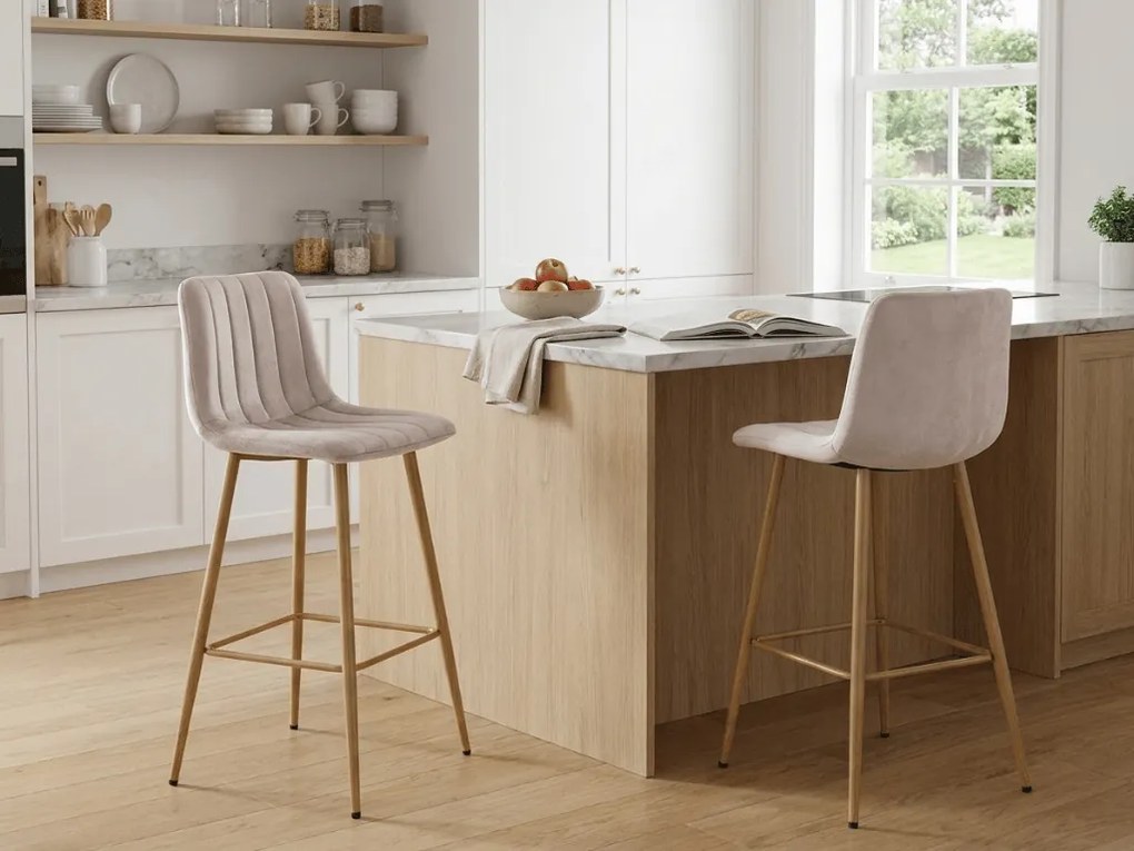 Scaun de bar POZZA VELVET, bej
