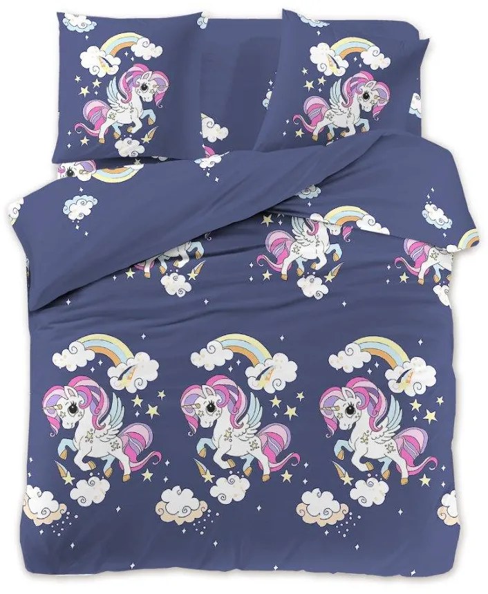 Lenjerie de pat pentru copii din microfibra UNICORN albastru Dimensiune lenjerie de pat: 70 x 80 cm | 140 x 200 cm