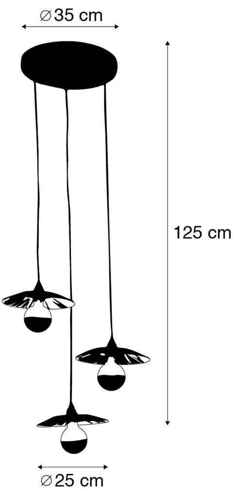 Lampă suspendată rustică neagră cu frânghie 3 lumini - Leia