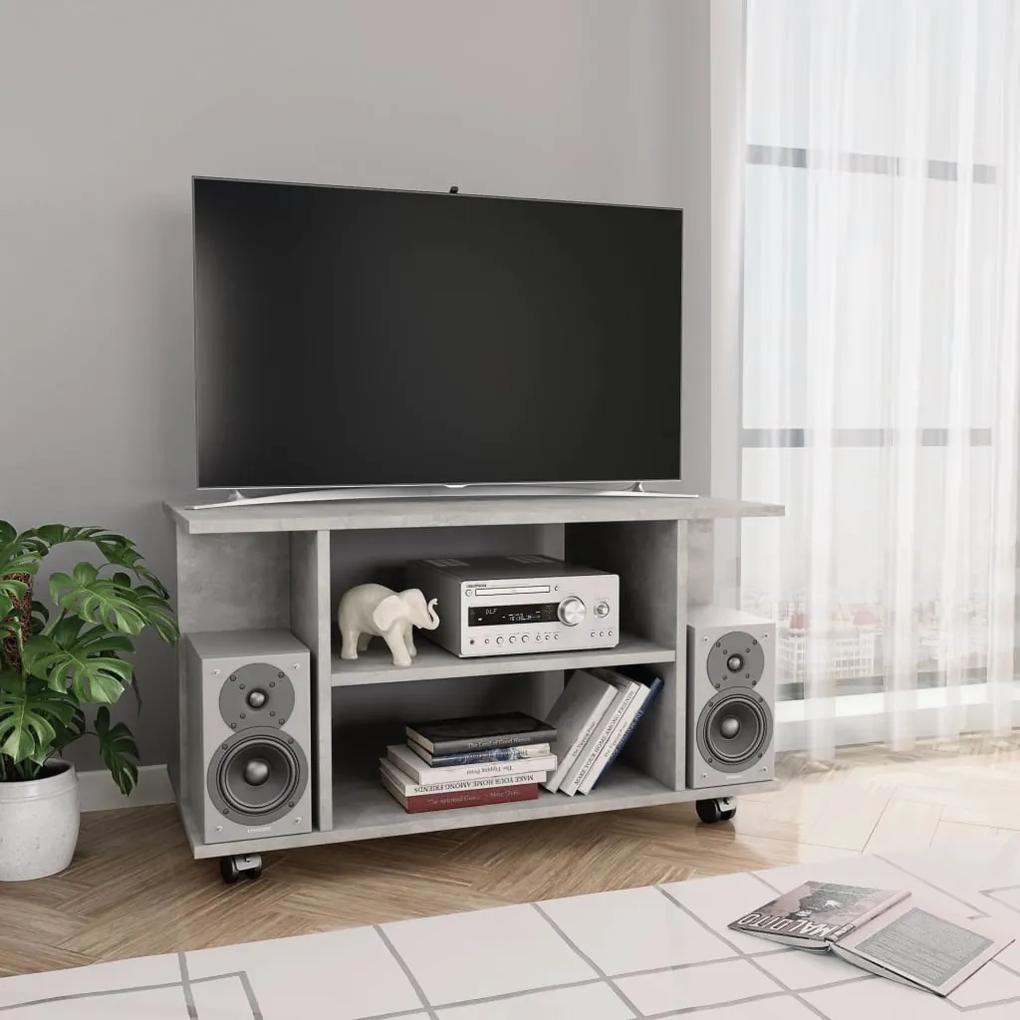 800193 vidaXL Comodă TV cu rotile, gri beton, 80 x 40 x 40 cm, PAL