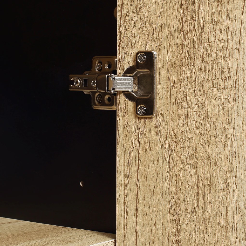 HOMCOM Bufet armoire de cuisine multi-stocare cu dulap și rafturi reglabile din lemn și oțel 75 x 35 x 175 cm | Aosom Romania