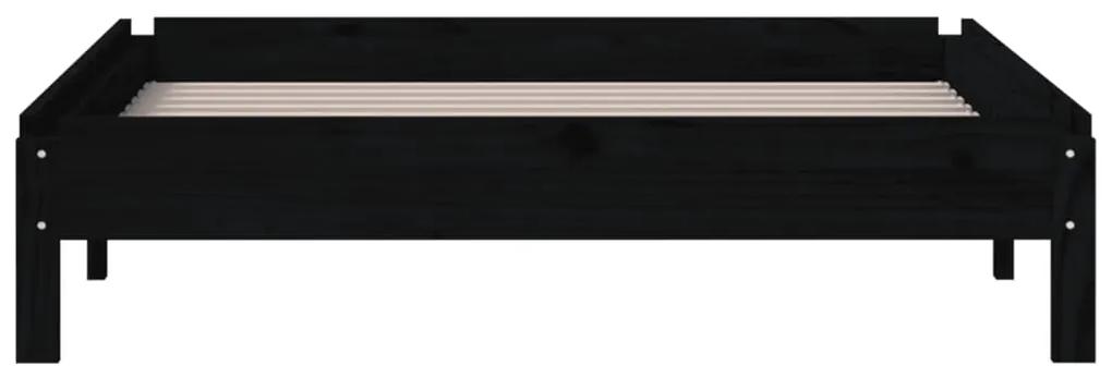 Pat stivuibil, negru, 90x200 cm, lemn masiv de pin Negru, 90 x 190 cm
