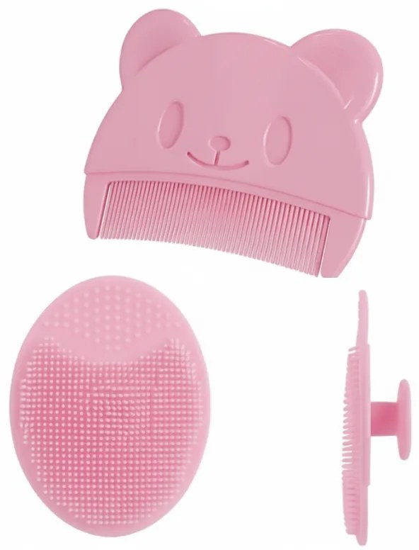 Set pieptan si perie pentru eliminarea crustei de lapte la bebelusi Kidizi roz
