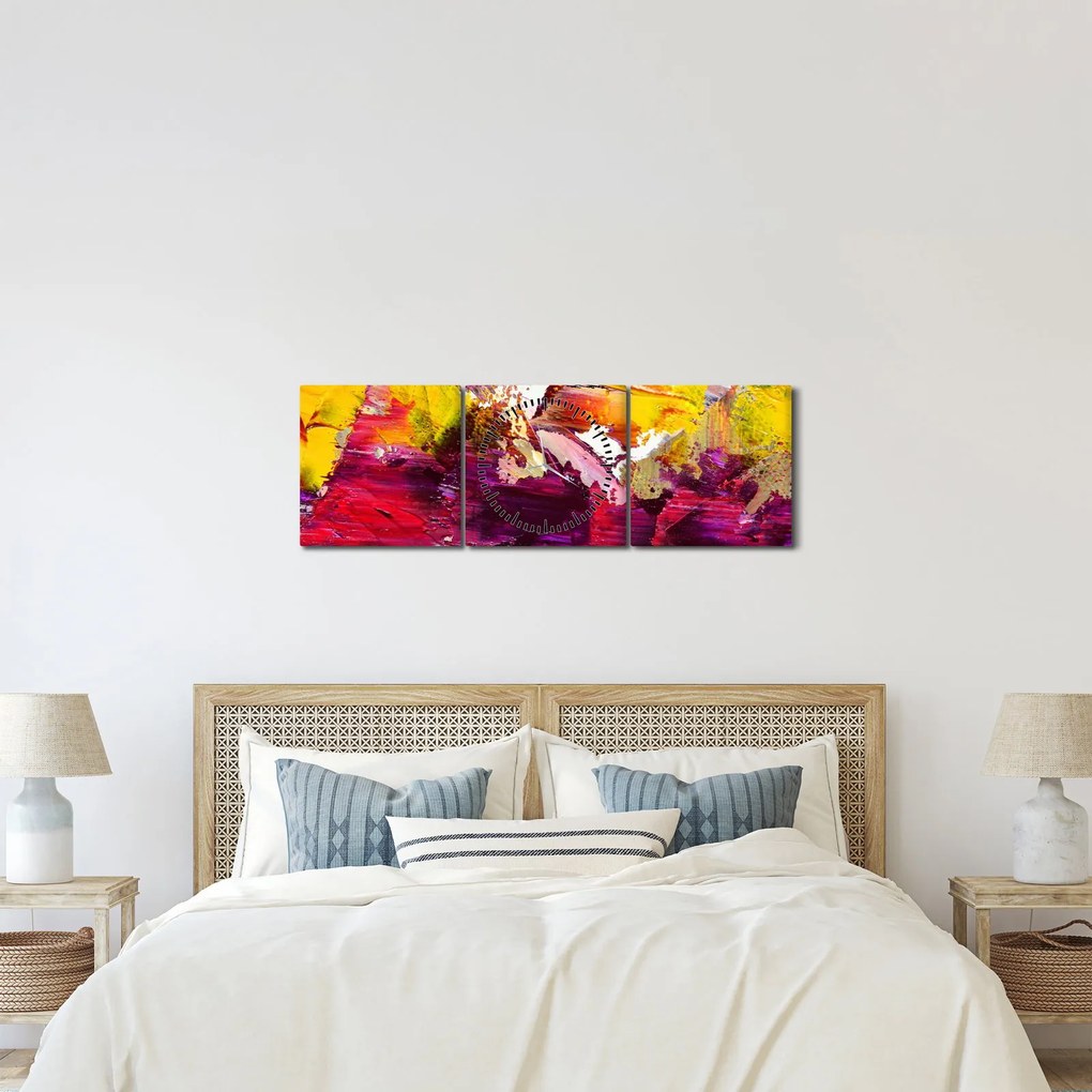 Tablou cu abstracție - pictura (cu ceas) (90x30 cm)