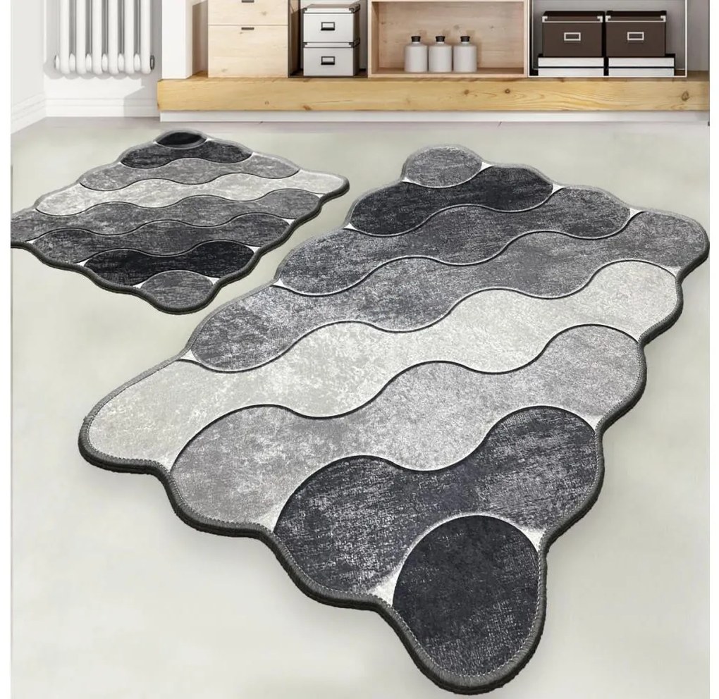 SET 2x covoraș pentru baie CIRCLE 60/100 cm gri