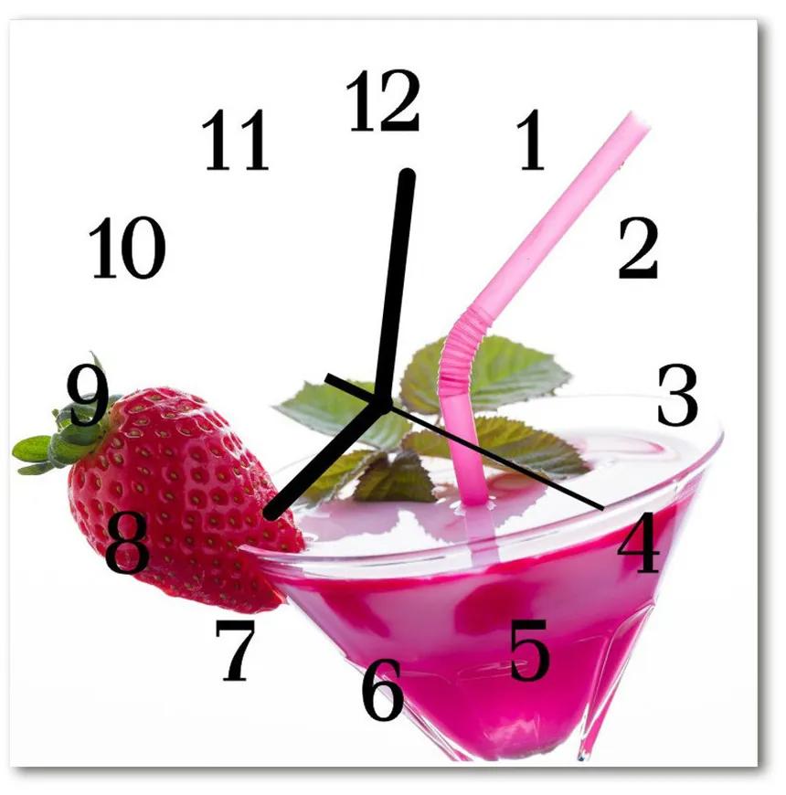 Ceas de perete din sticla pătrat Cocktail Alimente și băuturi roz