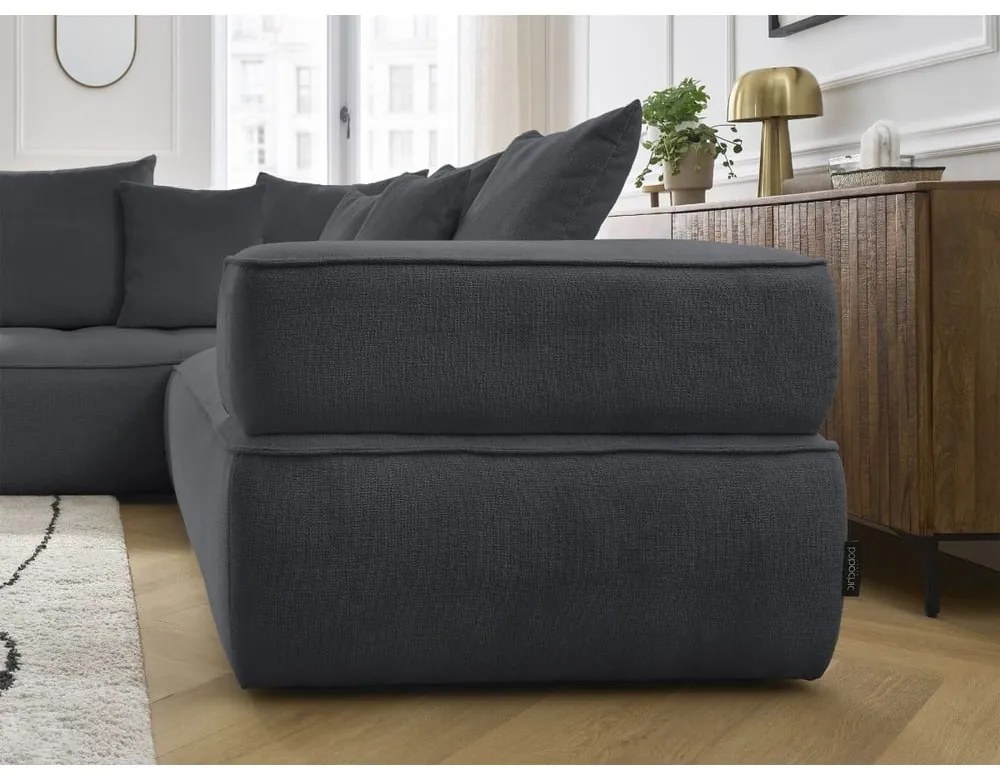 Colțar gri închis cu tapițerie din chenille (cu colț pe partea stângă/în formă de ”L”) Whesley – Bobochic Paris