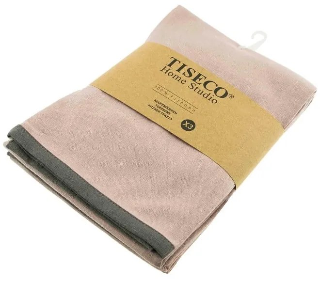 Set 3 prosoape de bumbac Tiseco Home Studio, 50 x 70 cm, bej