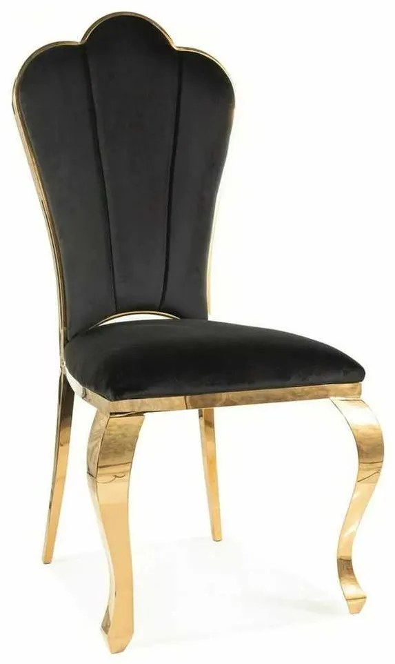 Scaun de bucătărie Motina Velvet, negru / auriu