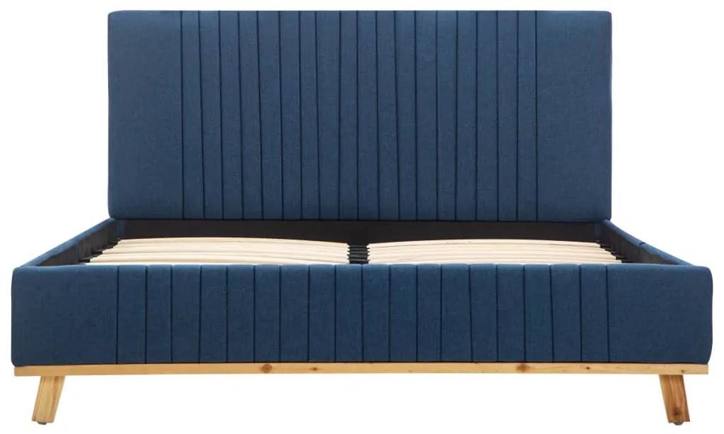 Cadru de pat, albastru, 140 x 200 cm, material textil Albastru, 140 x 200 cm