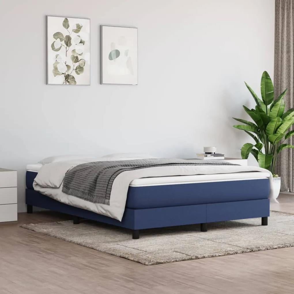 3120522 vidaXL Cadru de pat, albastru, 140 x 200 cm, material textil