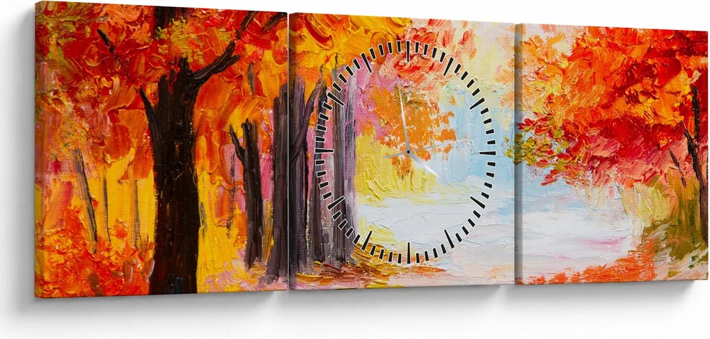 Tablou - Pictura, toamna colorată (cu ceas) (90x30 cm)