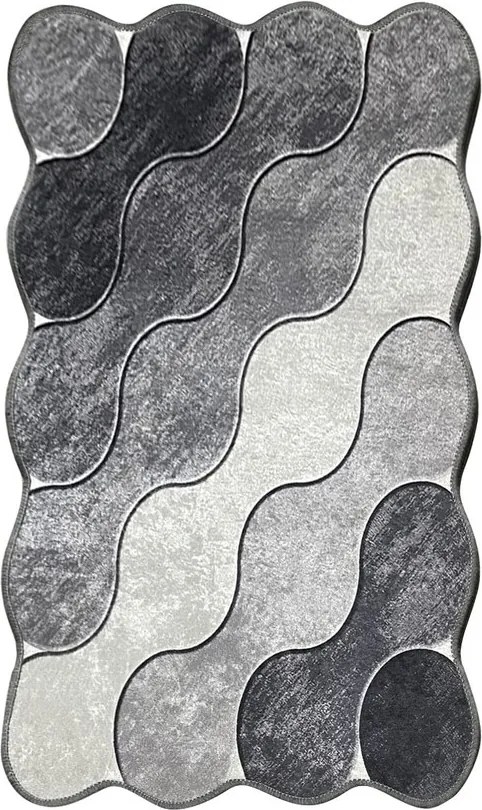 Covor, Circle, 80x150 cm, Gri închis / Gri / Alb