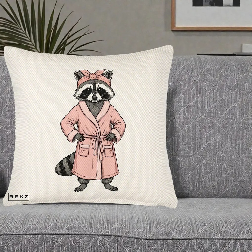 Perna Decorativa Albinuta Kawaii Vesela, 40x40 cm, Crem Reliefat, Husa Detasabila, Perna Inclusa, BEKZ®