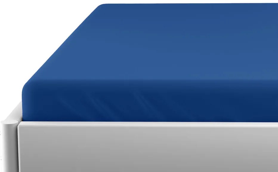 Cearsaf Jersey pentru patut copii cu elastic albastru inchis 70x140 cm