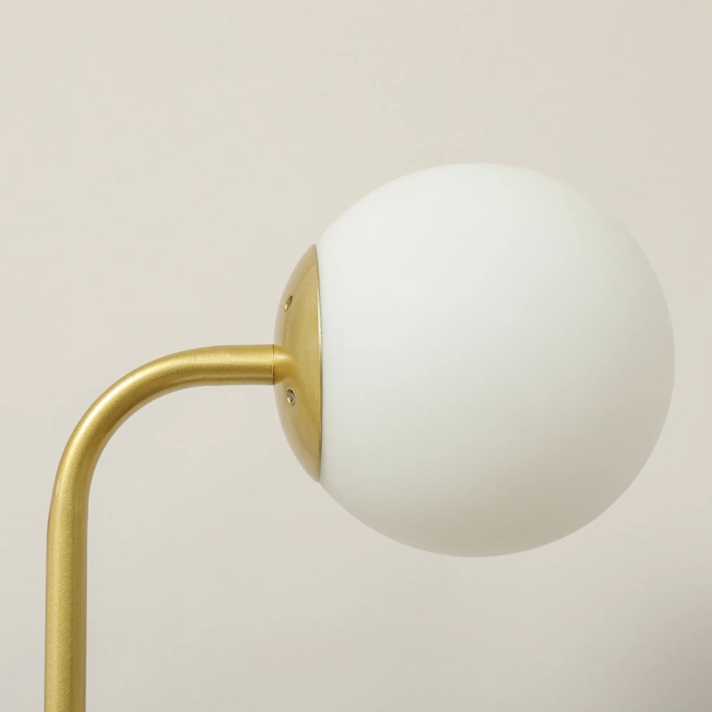 HOMCOM Lampadaire sur pied salon, lampe salon contemporain cu 3 spoturi rotative, abajur din sticlă și întrerupător la picior | Aosom Romania