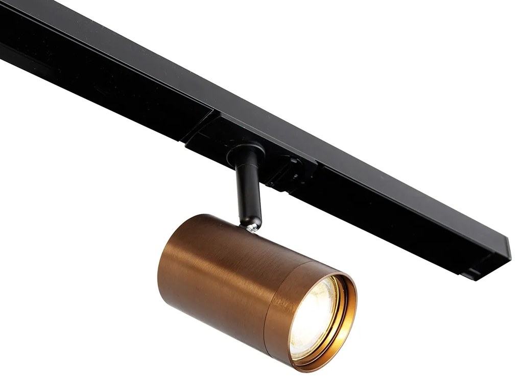 Sistem de șine monofazat bronz închis cu 4 spoturi și sursă de alimentare pătrată - Jeana