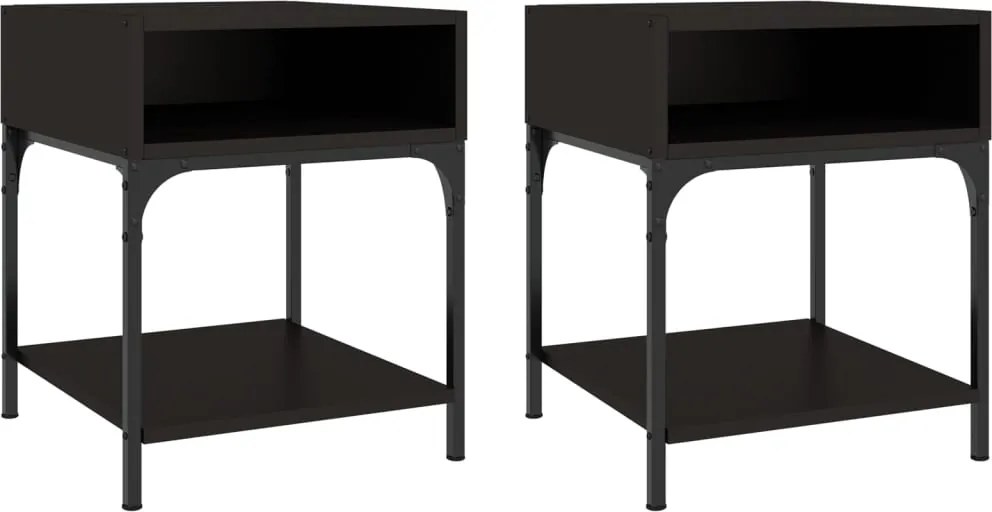 vidaXL Noptiere, 2 buc., negru, 40x41x50 cm, lemn compozit