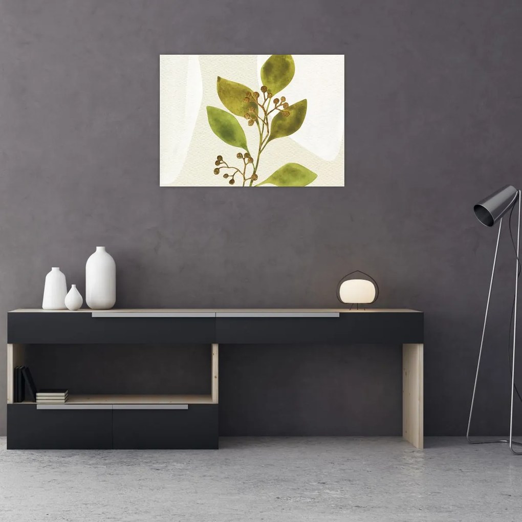 Tablou pe sticlă - Acuarelă ramură N⁰1 (70x50 cm)