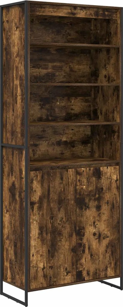 vidaXL Dulapuri Înalte 2 pcs Stejar fumuriu 79 x 36 x 200 cm