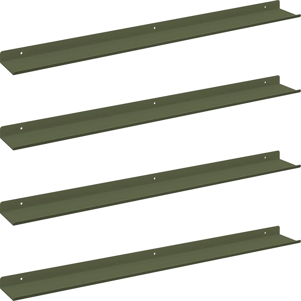 vidaXL Raft suspendat 4 pcs Verde măsliniu 80 x 9 x 2,5 cm Oțel