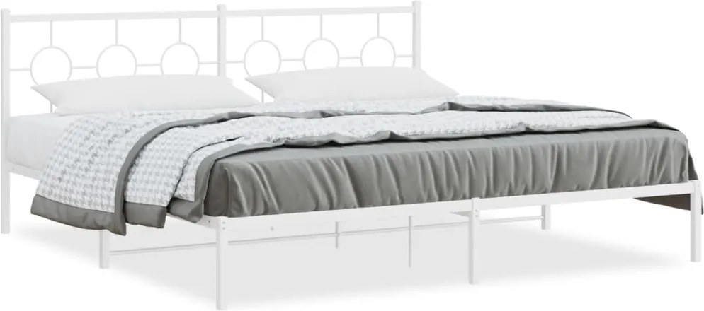vidaXL Cadru de pat metalic cu tăblie, alb, 193x203 cm