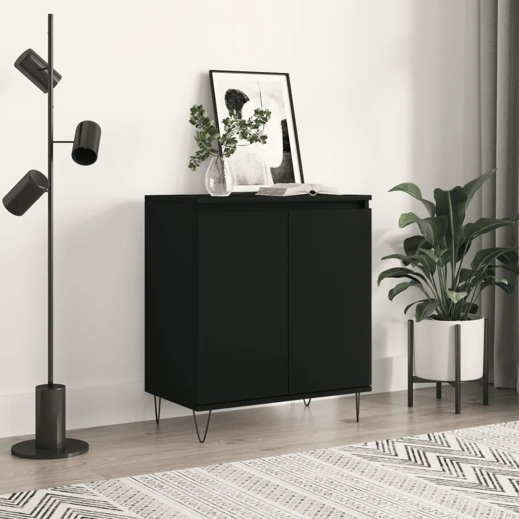 827157 vidaXL Servantă, negru, 60x35x70 cm, lemn prelucrat