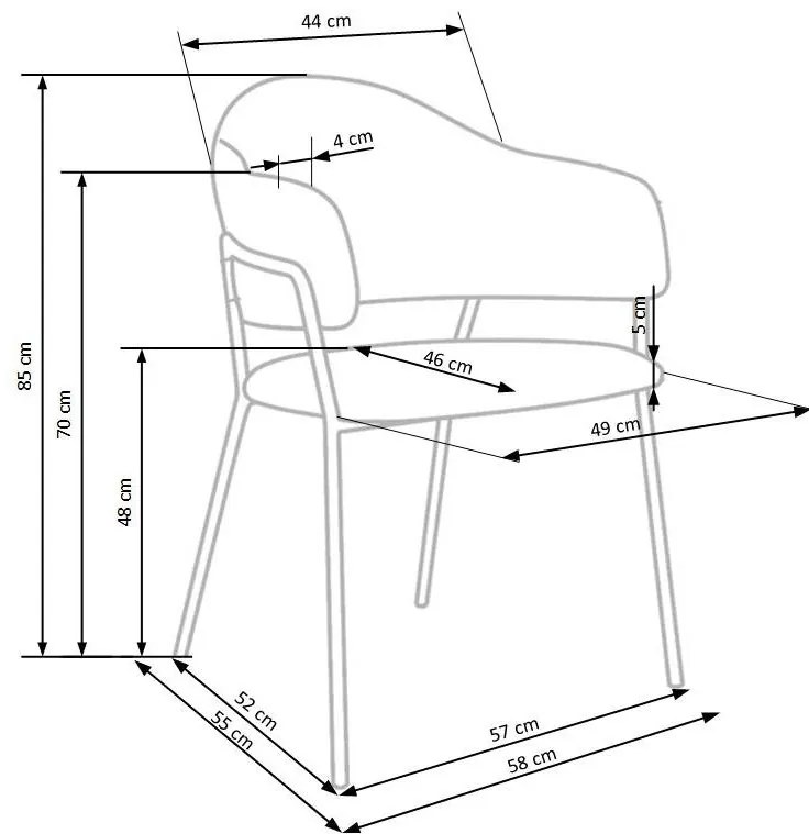 Scaun de bucaterie Derrick, gri/negru